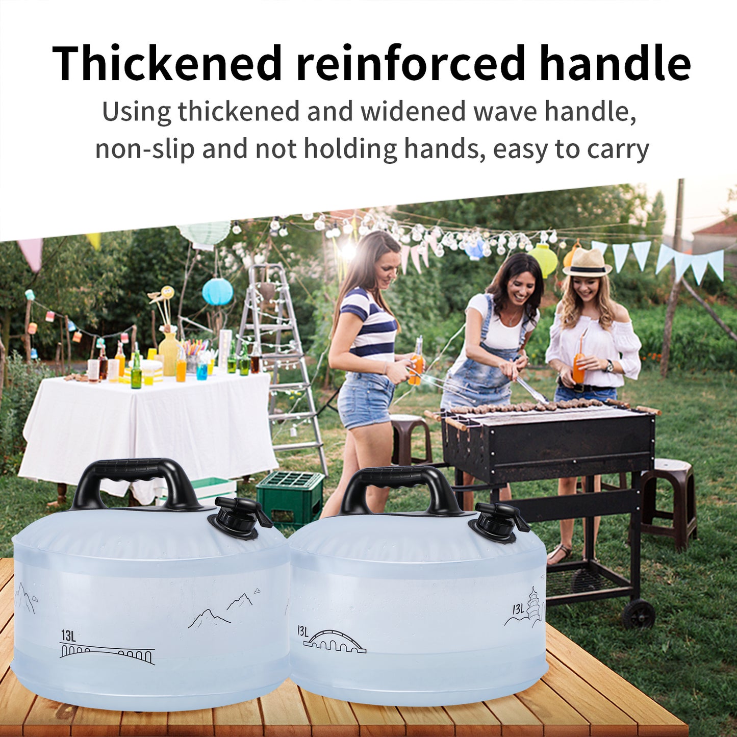13L Camping Portable Water Bag Outdoor Hiking Travel Emergency Car Water Storage Equipment Home Living Water Tanks Foldable Water Container