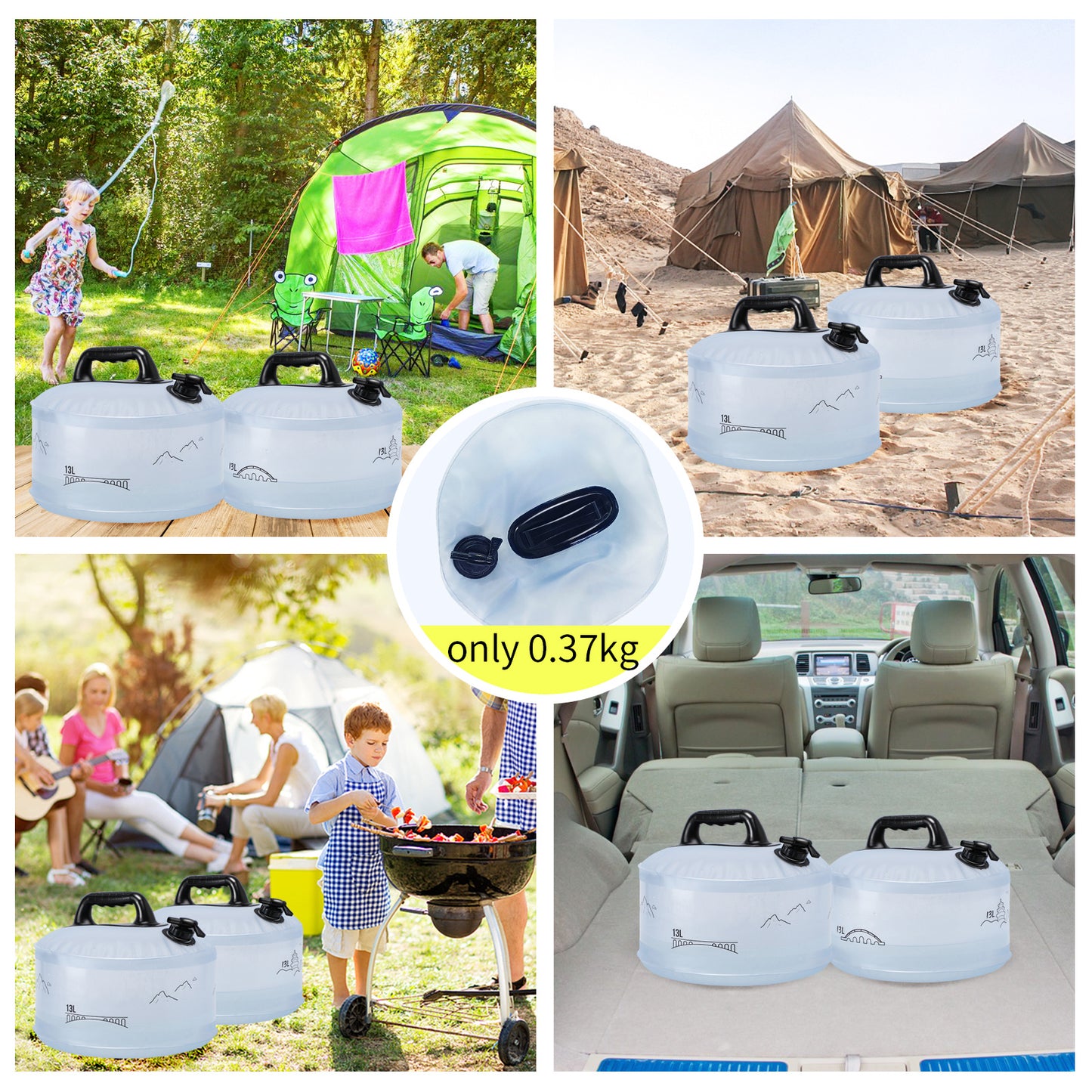 13L Camping Portable Water Bag Outdoor Hiking Travel Emergency Car Water Storage Equipment Home Living Water Tanks Foldable Water Container
