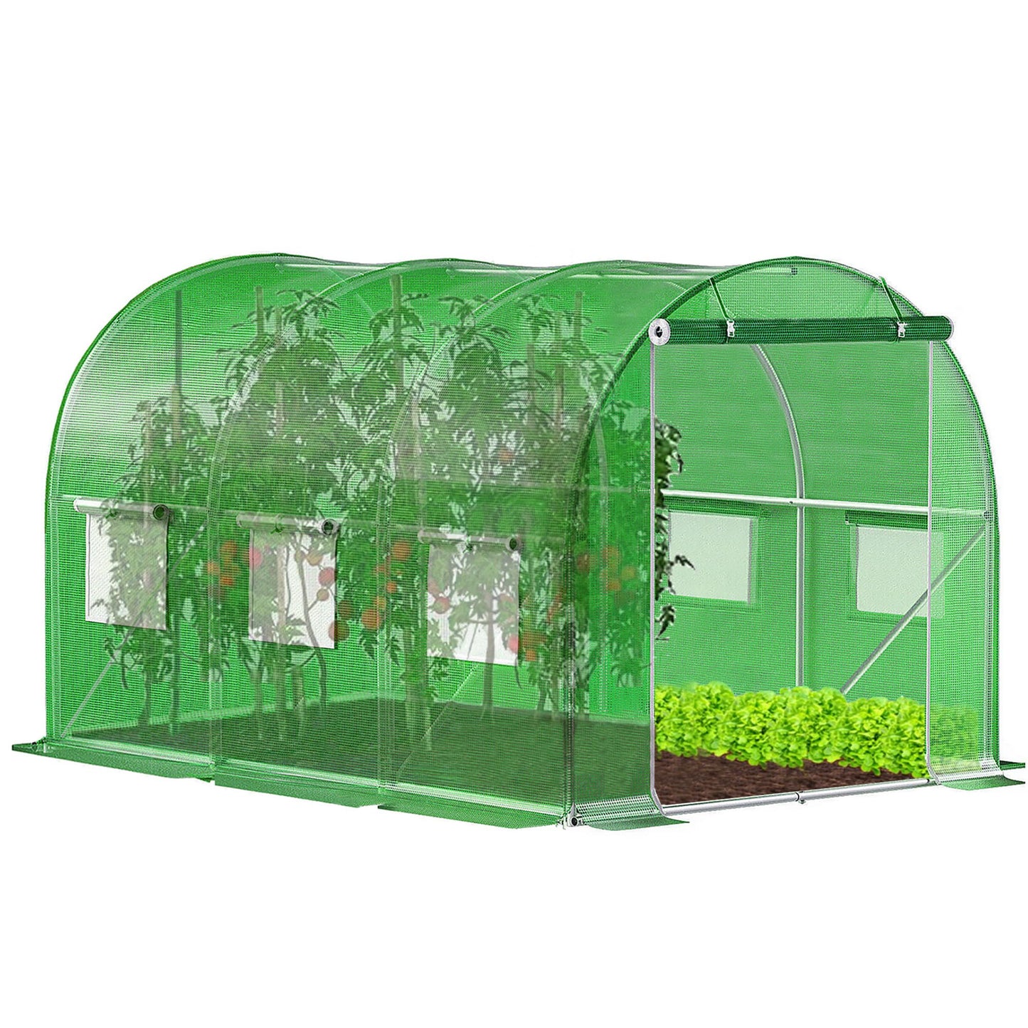 Gewächshaus klein - Foliengewächshaus winterfest mit stabiler Folie für Gewächshaus & Tomatenhaus -Treibhaus & Folientunnel Gewächshaus für Balkon, Garten, Anzucht & Pflanzenzucht - 200 x 300 x 200 cm