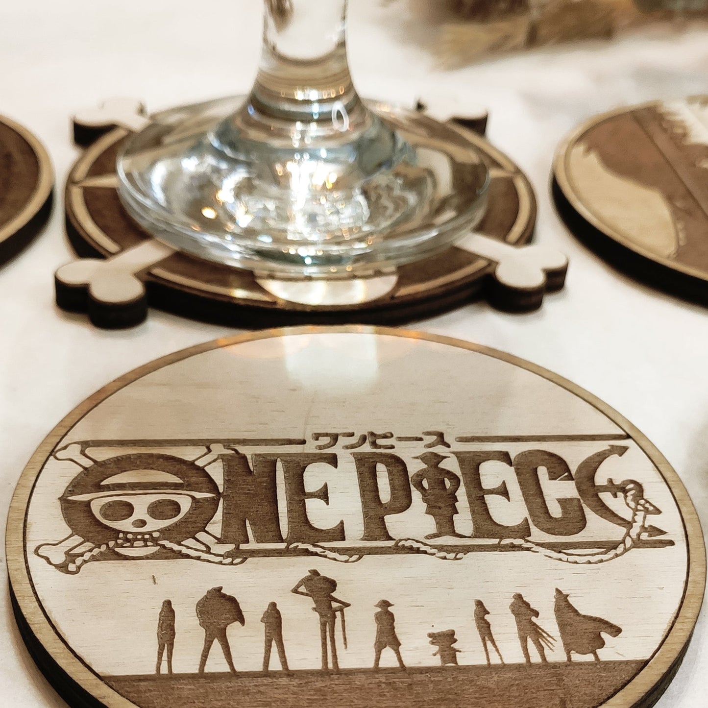 Set of 6 One Piece Wooden Coasters - Handmade Gift - Housewarming - Wood Kitchenware-2
