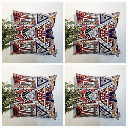 Set of 2 / 4 African Print | 40x40cm | Mudcloth Boho Cushion Cover 100% Cotton Wax Ankara Fabric-0