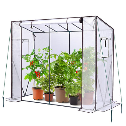 Ohuhu Tomaten Gewächshaus Foliengewächshaus mit PE-Abdeckung und Fernster, Begehbarer Gewächshaus Stabil 200x77x170 cm Gewächshaus Klein Winterfest Tomatenhaus für Optimales Pflanzenwachstum