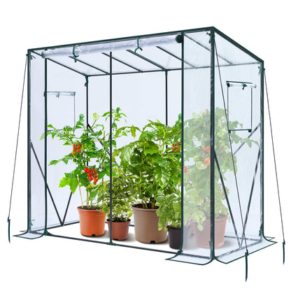 Ohuhu Tomaten Gewächshaus Foliengewächshaus mit PE-Abdeckung und Fernster, Begehbarer Gewächshaus Stabil 200x77x170 cm Gewächshaus Klein Winterfest Tomatenhaus für Optimales Pflanzenwachstum