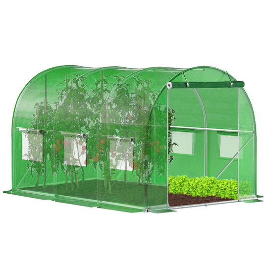 Gewächshaus klein - Foliengewächshaus winterfest mit stabiler Folie für Gewächshaus & Tomatenhaus -Treibhaus & Folientunnel Gewächshaus für Balkon, Garten, Anzucht & Pflanzenzucht - 200 x 300 x 200 cm