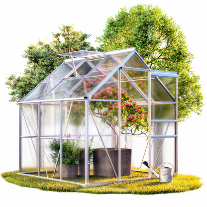 Gardebruk® Aluminium Gewächshaus 4,75m² mit Fundament 250x190cm inkl. 2 Dachfenster Treibhaus Garten Frühbeet Aufzucht 7,63m³