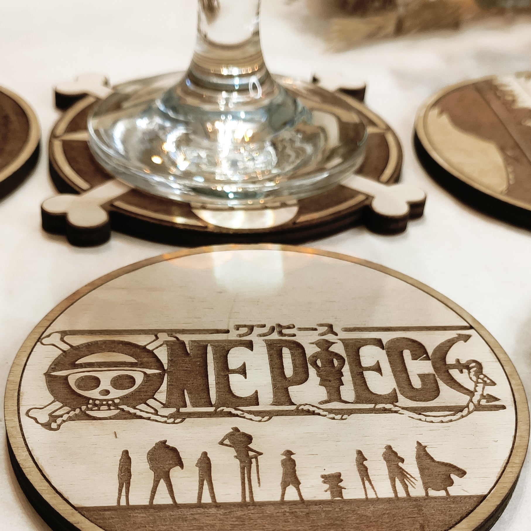 Set of 6 One Piece Wooden Coasters - Handmade Gift - Housewarming - Wood Kitchenware-2