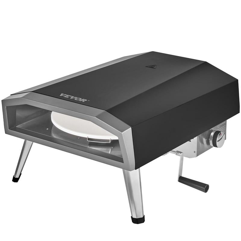 VEVOR Outdoor Pizza Oven, 16-Inch, Gas Fired Pizza Maker, Portable outside Stainless Steel Pizza Grill with 360° Rotatable Pizza Stone, Waterproof Cover, Peel, IR Thermometer, Gas Burner