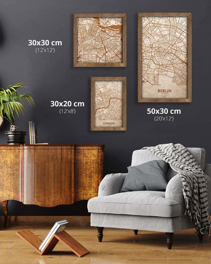 Wooden Street Map of Berlin - Urban City Plan 4